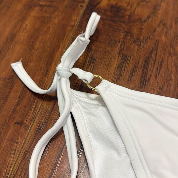 *NWT Shade & Shore XL (16) White Low Rise Cheeky Ring Side Tie Bikini Bottom - Picture 7 of 8